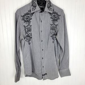 English Laundry long Sleeve Button Up Embroidered Shirt Men's Size Small
